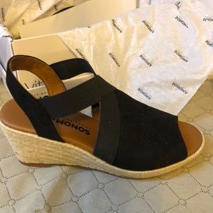 Espadrilles black wedges Sz 7 new